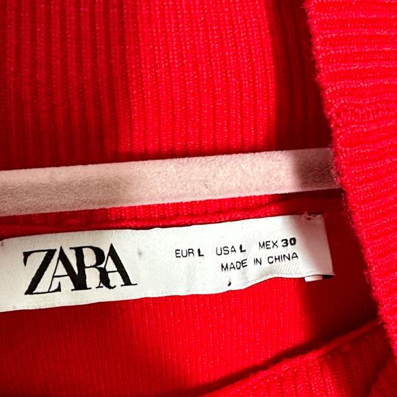 ZARA Mock High Neck Knit Midi Dress Red {YY42} - Picture 10 of 12